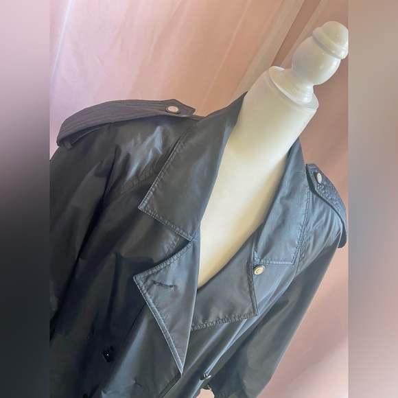 Vintage David Benjamin Black Maxi Length Trench Coat Gold Button Closure - Picture 4 of 14